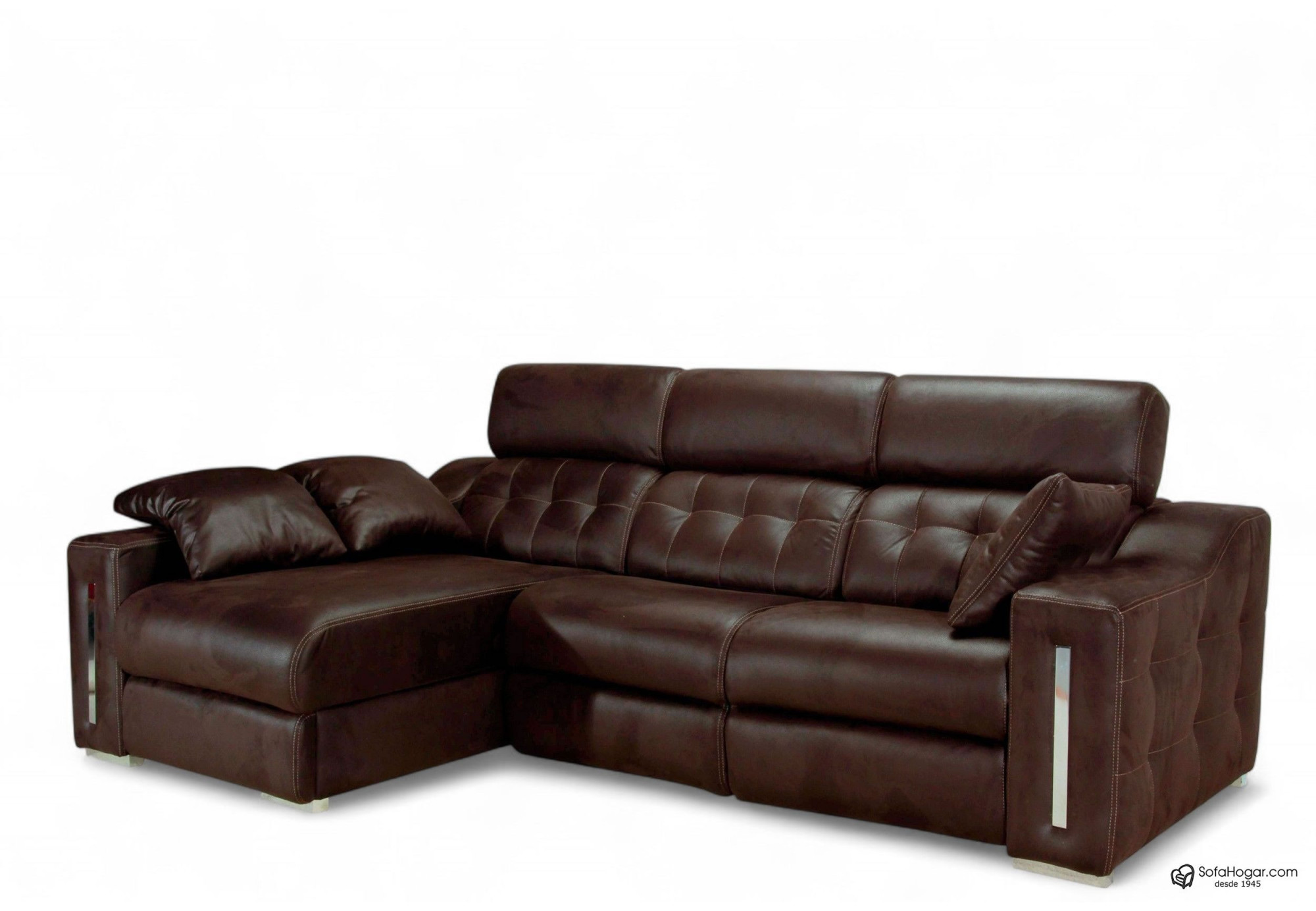 Sofá 3 plazas piel con chaise longue Rolan | Sofás de cuero español
