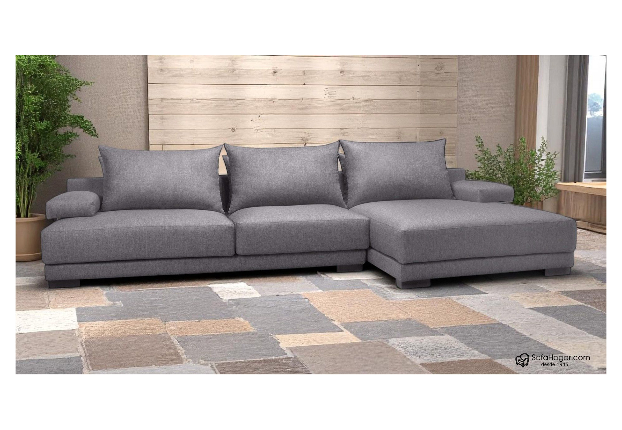Sofá GADEA Chaise Longue – Moderno, Fijo y en Piel Natural