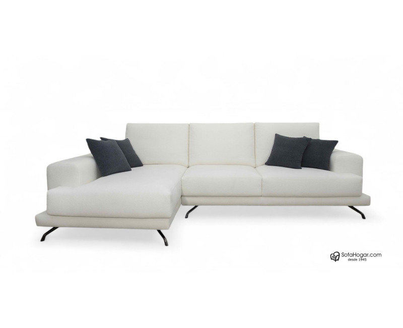 Sofá Chaise Longue MICHEL en piel blanca – Moderno y artesanal