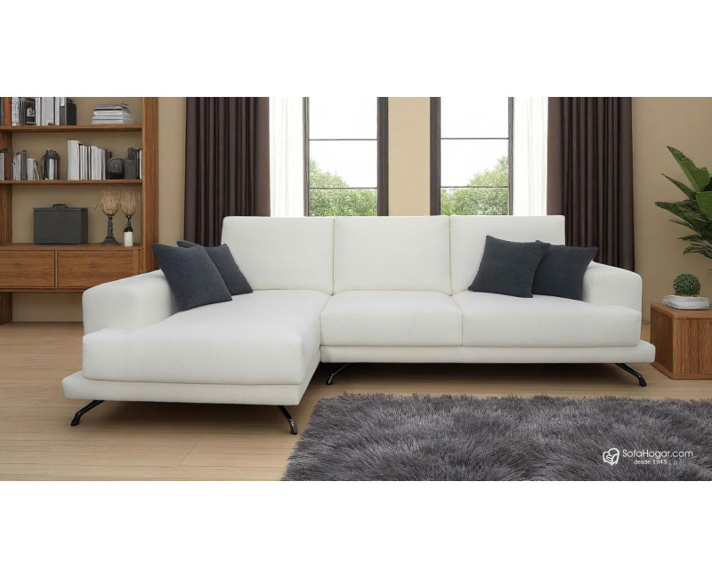 Sofá Chaise Longue MICHEL en piel blanca – Moderno y artesanal