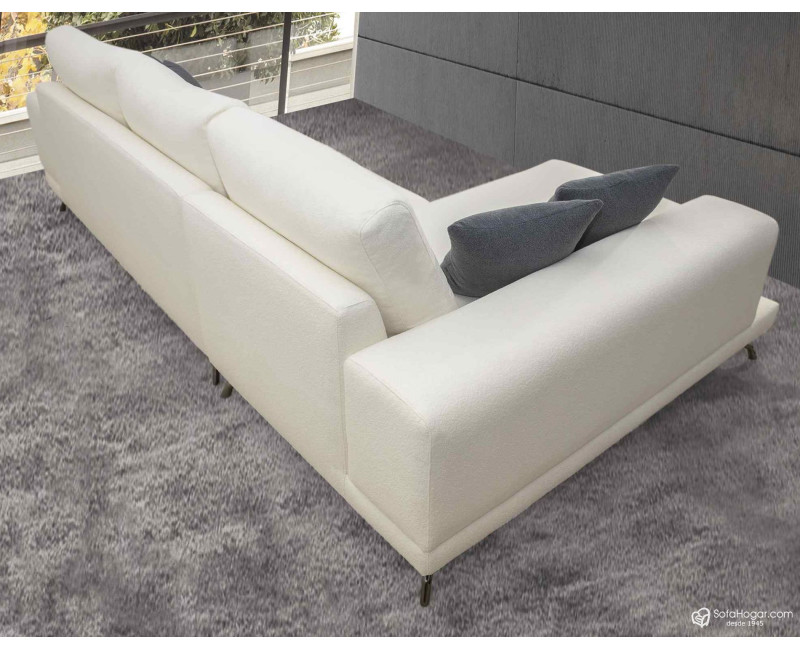 Sofá Chaise Longue MICHEL en piel blanca – Moderno y artesanal