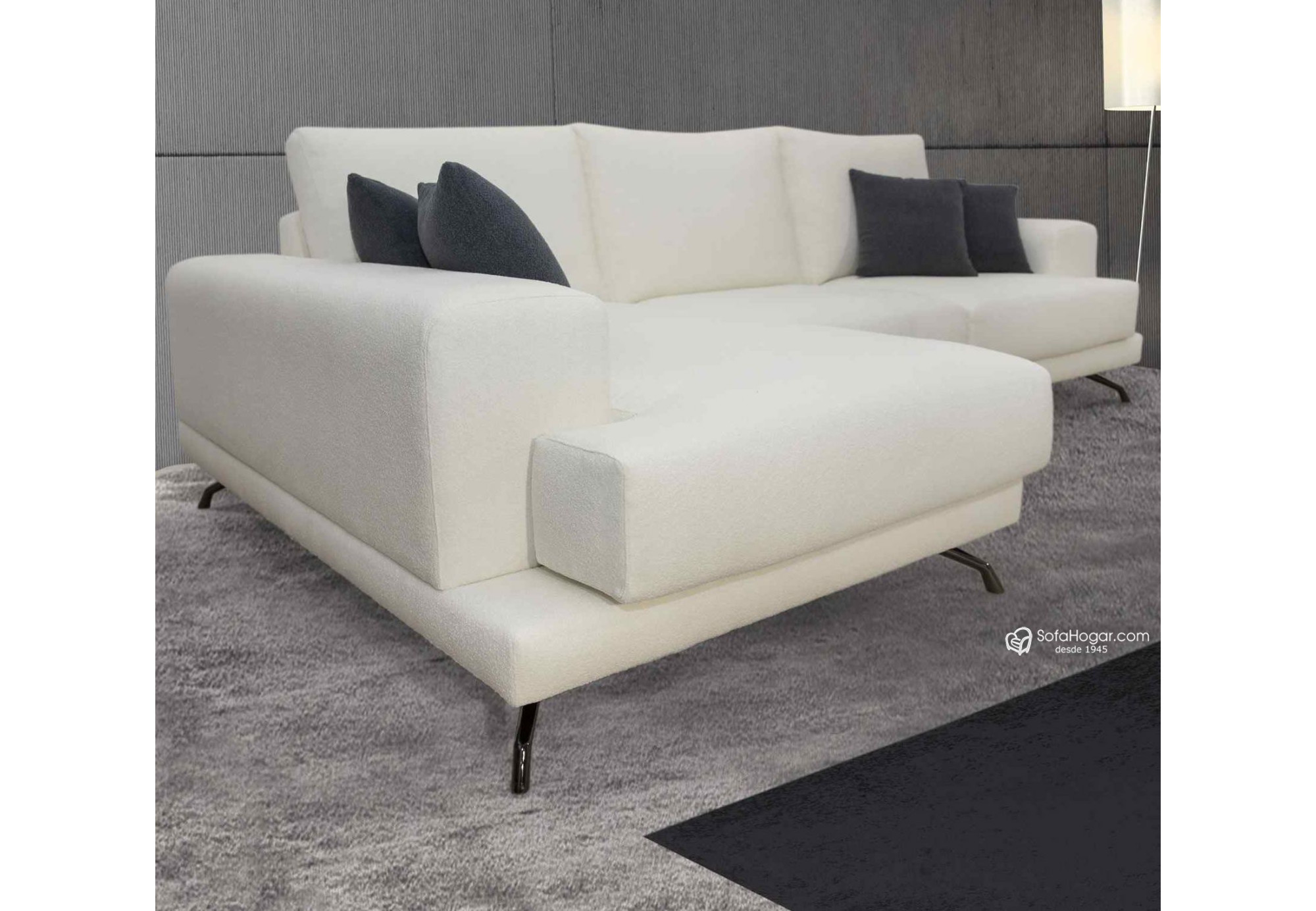 Sofá Chaise Longue MICHEL en piel blanca – Moderno y artesanal