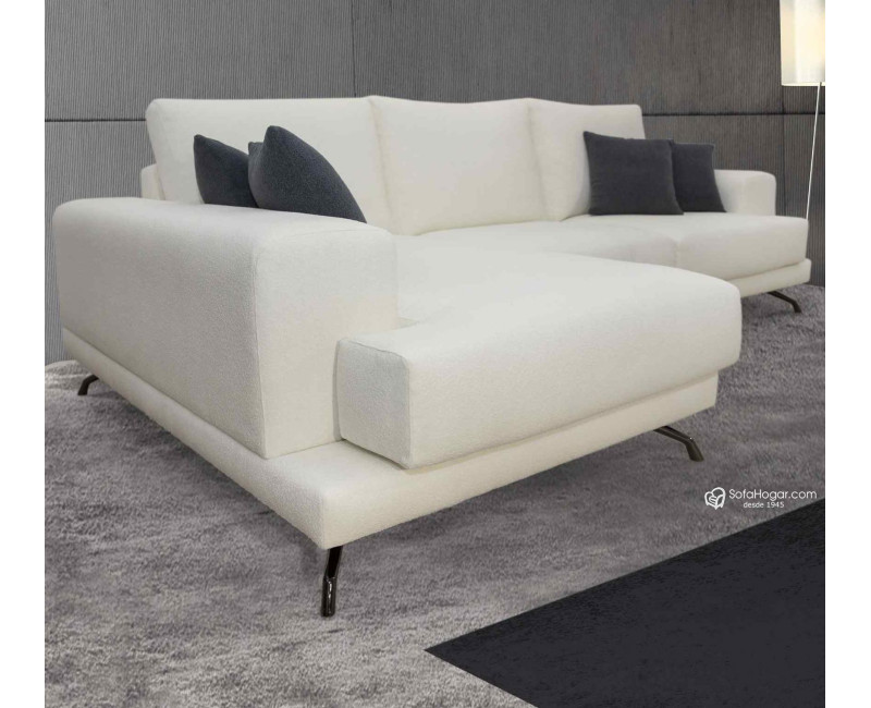 Sofá Chaise Longue MICHEL en piel blanca – Moderno y artesanal