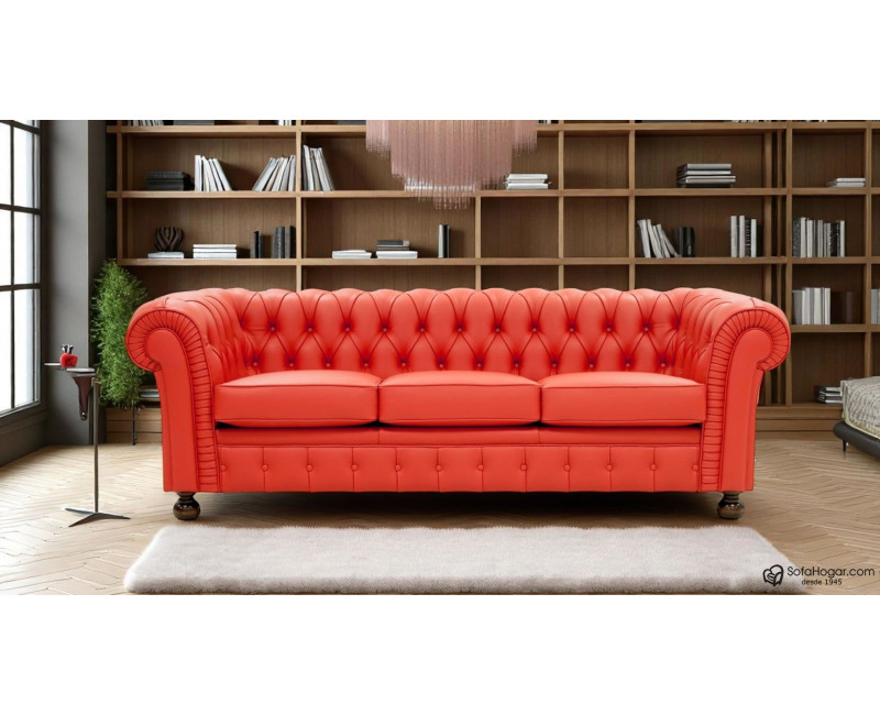 Sofá Chesterfield 3 Plazas Chester Piel Blanca Natural – Classic