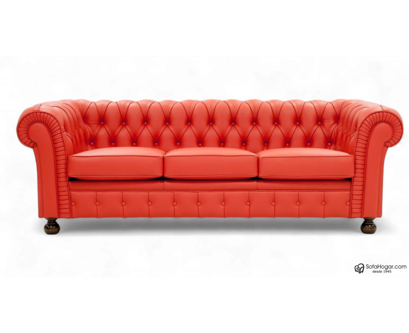 Sofá Chesterfield 3 Plazas Chester Piel Blanca Natural – Classic