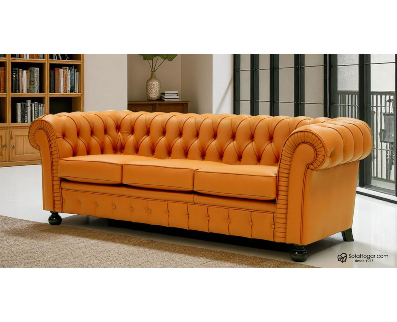 Sofá Chesterfield 3 Plazas Chester Piel Blanca Natural – Classic