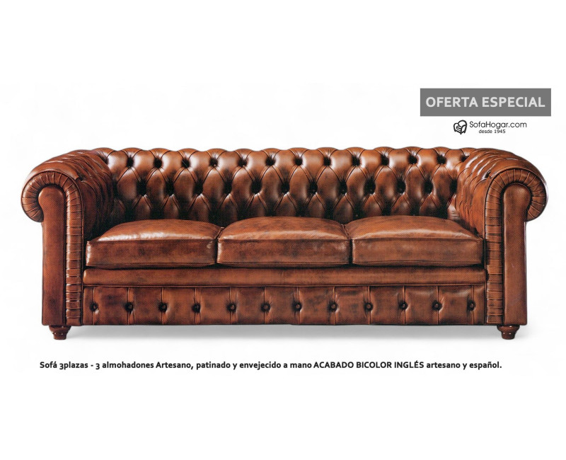 Sofá chester original en piel | Sofá chesterfield inglés | SofaHogar