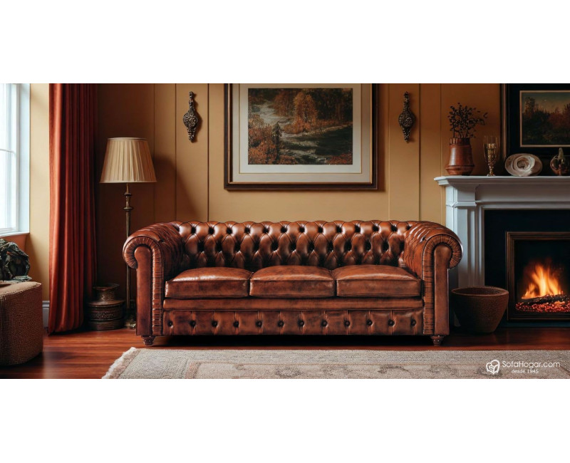 Sofá chester original en piel | Sofá chesterfield inglés | SofaHogar