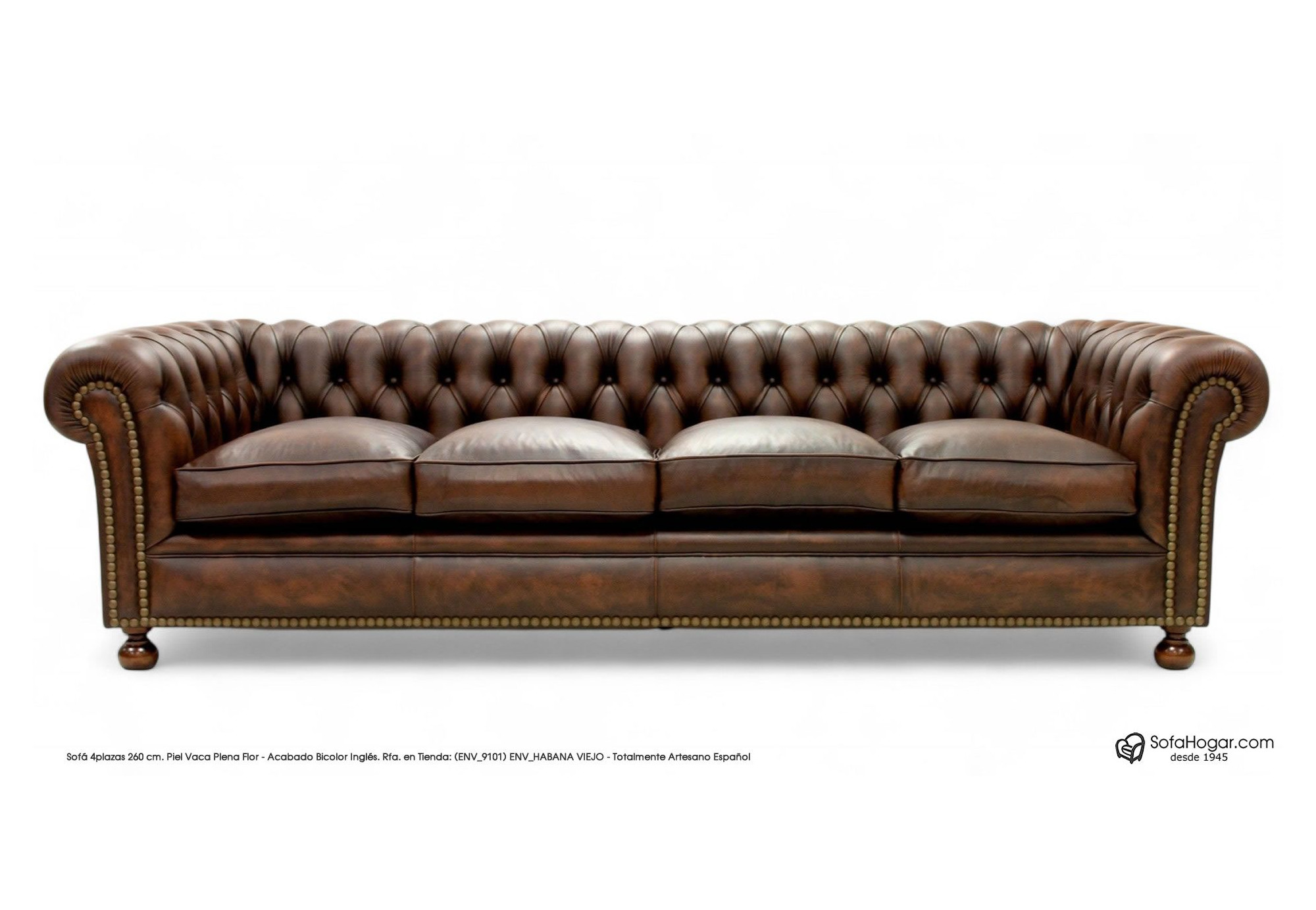 Sofá Chesterfield de piel vintage Kensington tachas | Sofahogar