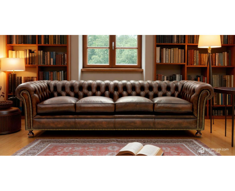 Sofá Chesterfield de piel vintage Kensington tachas | Sofahogar
