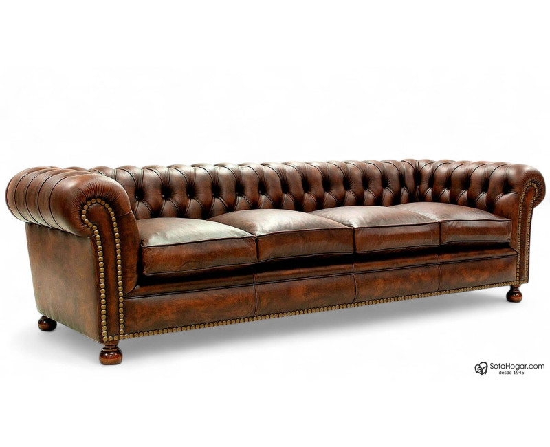 Sofá Chesterfield de piel vintage Kensington tachas | Sofahogar