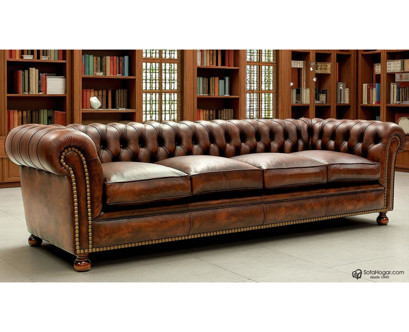 Sofá Chesterfield de piel vintage Kensington tachas | Sofahogar