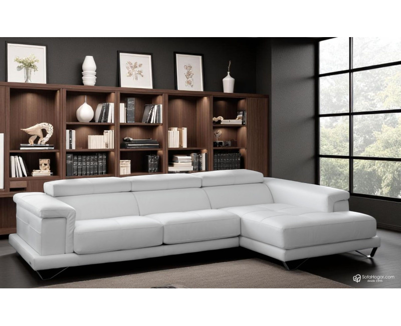 Sofá 4 plazas Piel Natural con ChaiseLongue LUXE