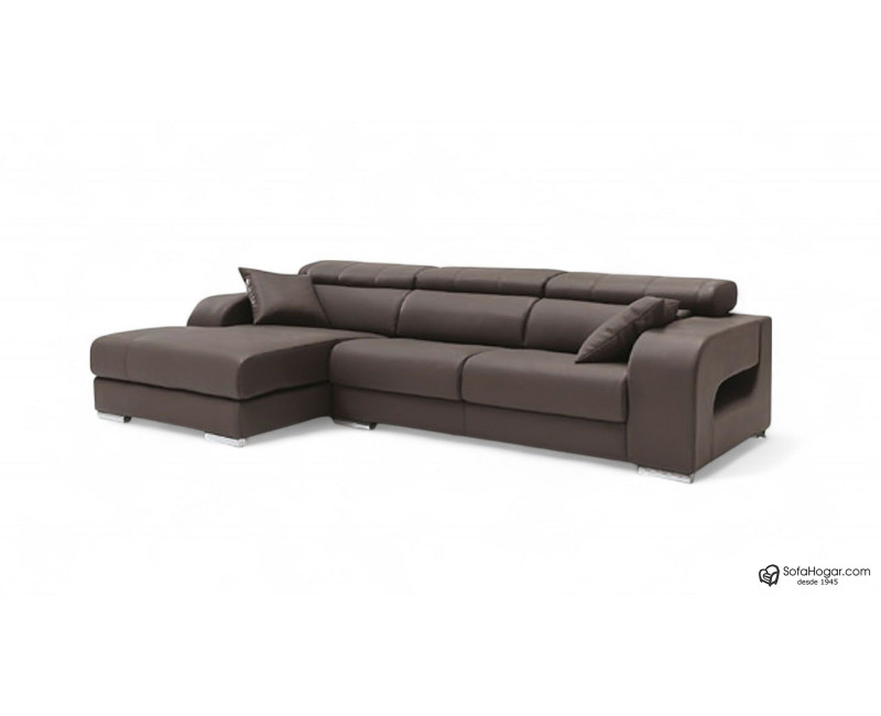 Sofá PARADISE en piel chocolate – Chaise Longue moderna y relax