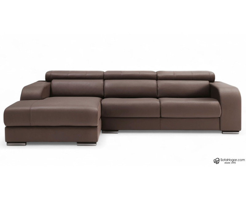 Sofá PARADISE en piel chocolate – Chaise Longue moderna y relax