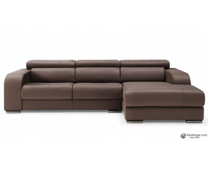 Sofá PARADISE en piel chocolate – Chaise Longue moderna y relax