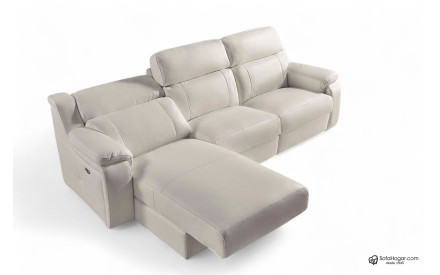 Sofá piel cheslong eléctrico de 3 motores relax COPERTI | Sofahogar 2