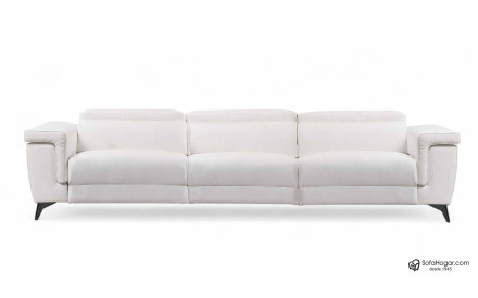 Sofá de Piel Blanca con Relax Eléctrico y Asientos Deslizantes 2
