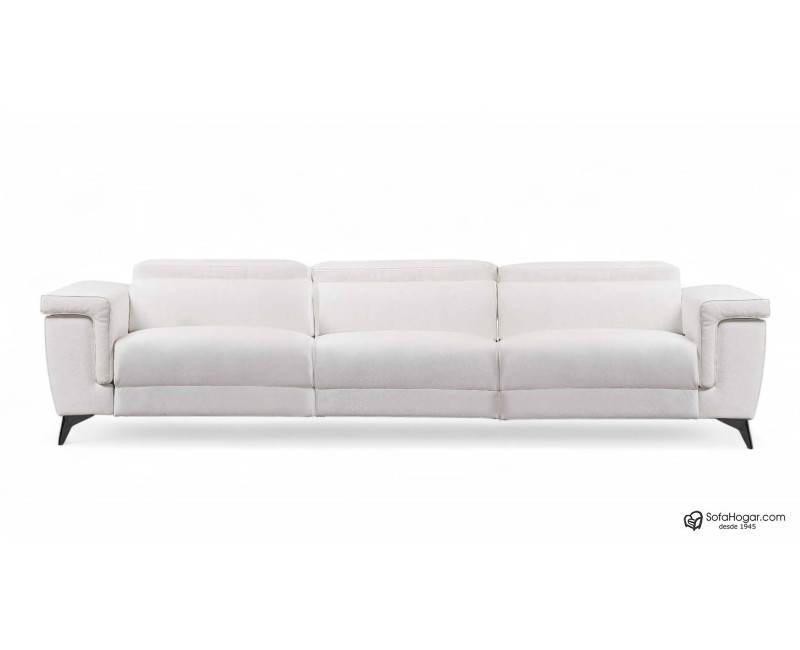 Sofá de Piel Blanca con Relax Eléctrico y Asientos Deslizantes