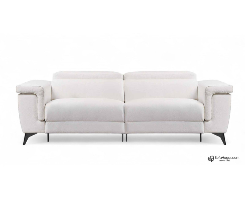 Sofá de Piel Blanca con Relax Eléctrico y Asientos Deslizantes