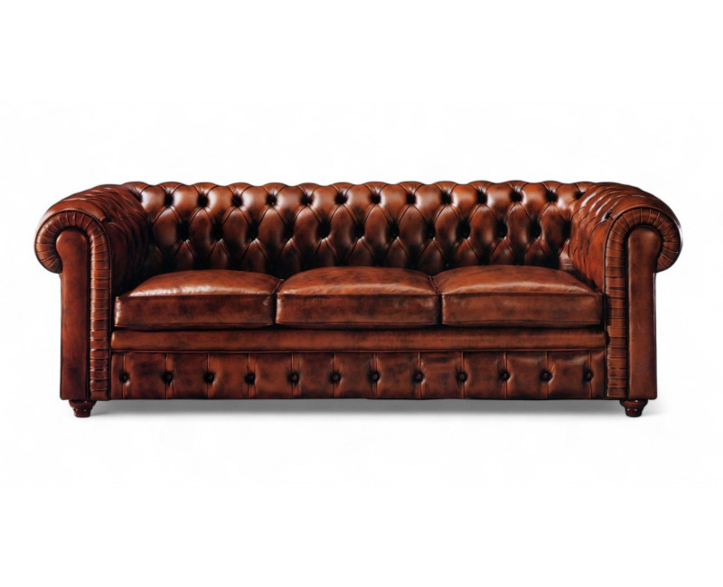 Sofá Chesterfield 3 Plazas Chester Piel Blanca Natural – Classic