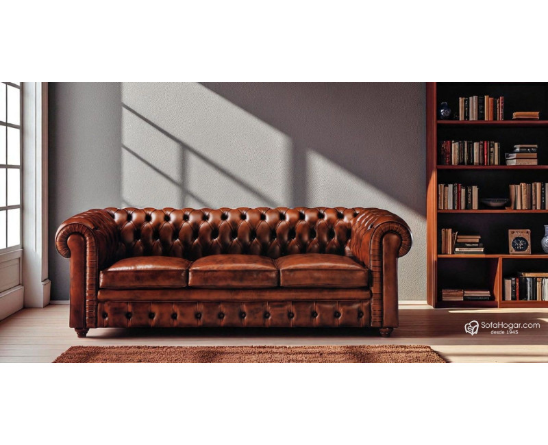 Sofá Chesterfield 3 Plazas Chester Piel Blanca Natural – Classic