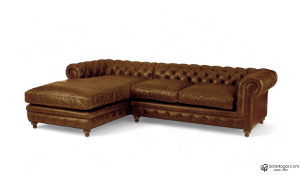 Sofá Chesterfield Chaise Longue de Piel Natural – Estilo Inglés y Artesanía Española 2