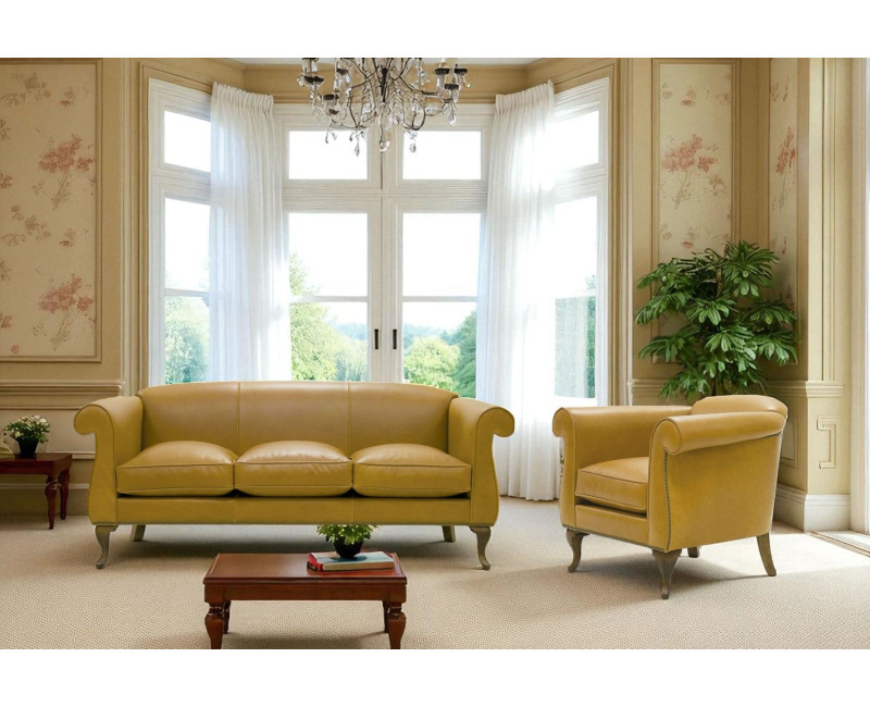 Sofá y sillón Valladolid en piel natural | Sofá y sillón de cuero