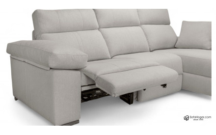 Chaise Longue Moderna Piel Blanca Relax Eléctrico Motor con Almacenaje IKER. 2
