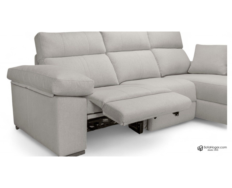 Chaise Longue Moderna Piel Blanca Relax Eléctrico Motor con Almacenaje IKER.
