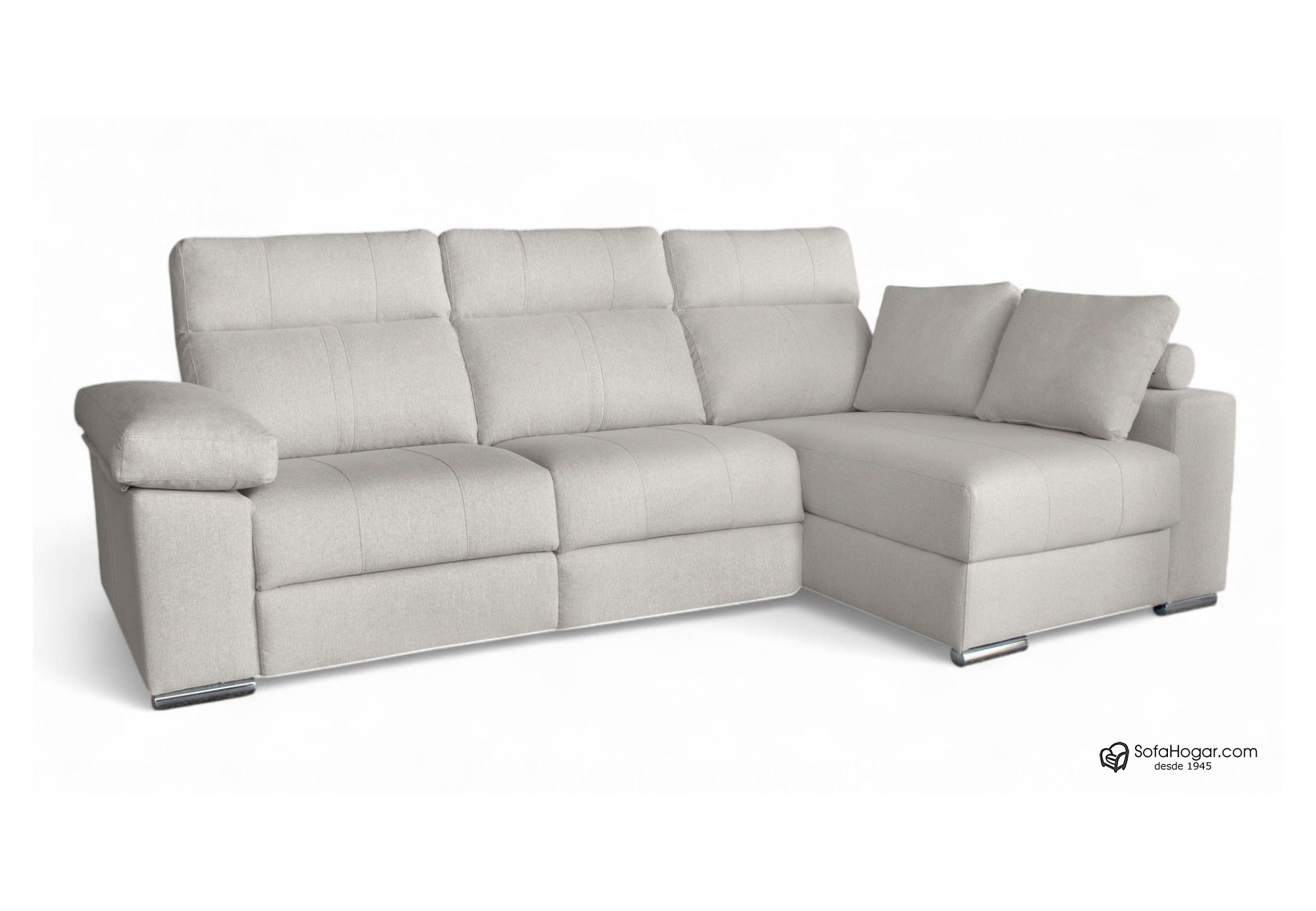 Chaise Longue Moderna Piel Blanca Relax Eléctrico Motor con Almacenaje IKER.