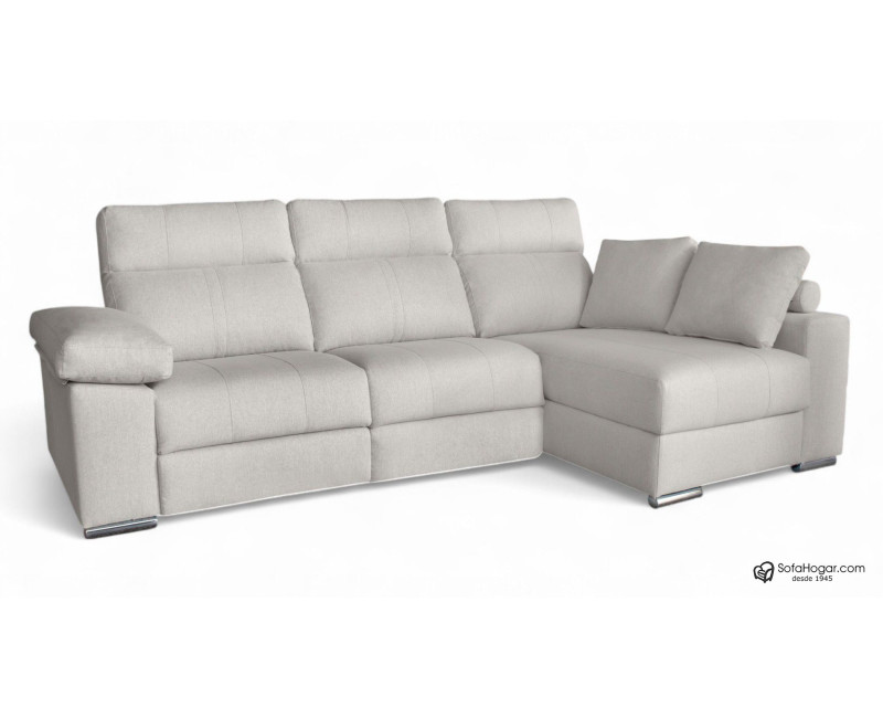 Chaise Longue Moderna Piel Blanca Relax Eléctrico Motor con Almacenaje IKER.