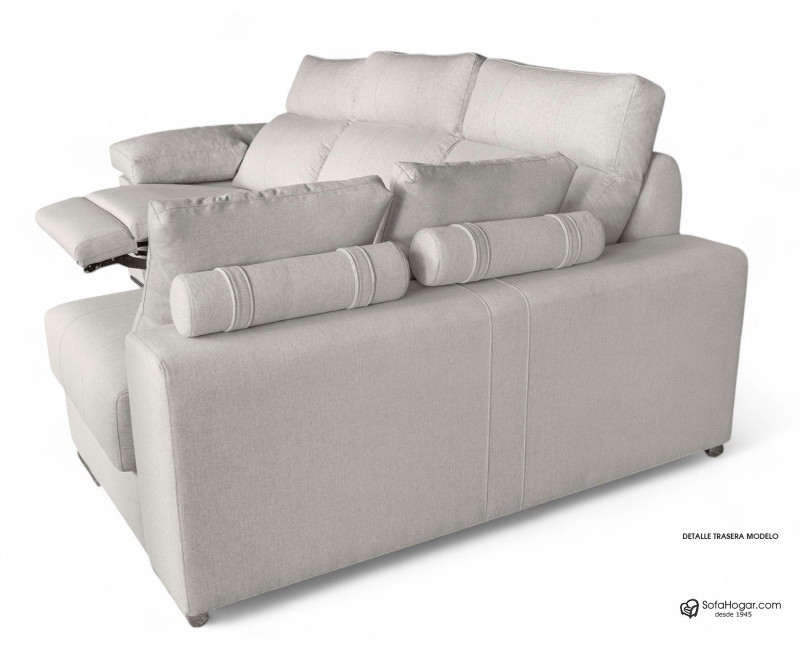 Chaise Longue Moderna Piel Blanca Relax Eléctrico Motor con Almacenaje IKER.