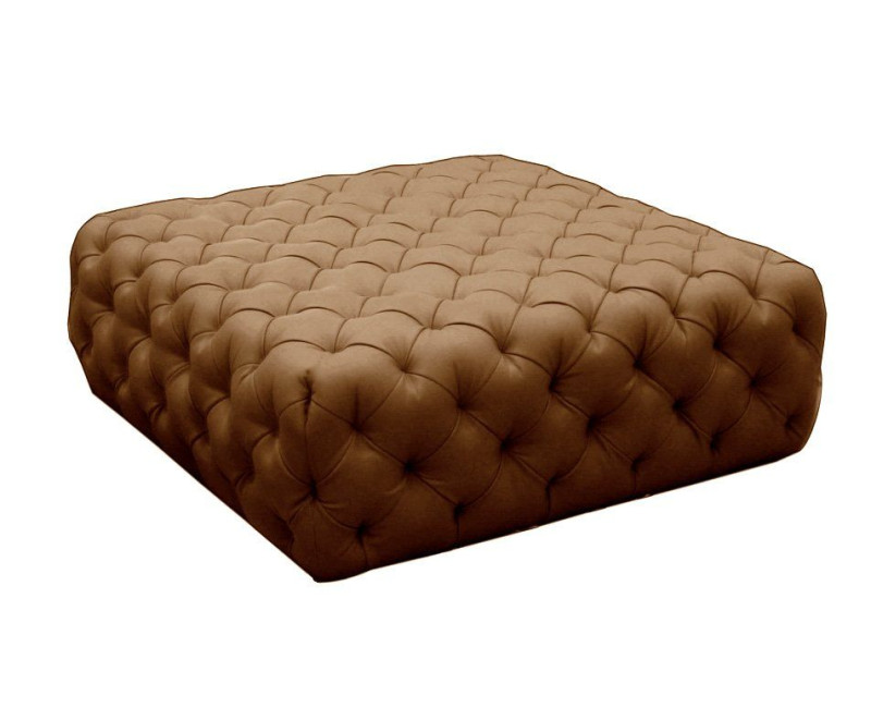 Puff Mesa Centro Cuadrada Chester Piel |Modelo Inglés