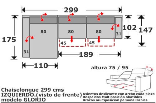 (165) ChaiseLongue 299cm Izdo