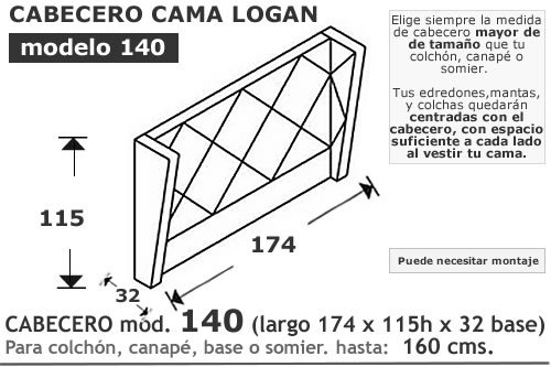 (170) Cabecero 140 de 174cm
