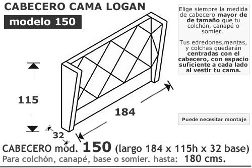 (170) Cabecero 150 de 184cm