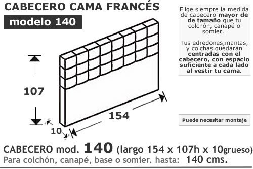(173) Cabecero 140 de 154cm
