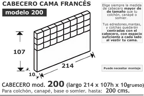 (173) Cabecero 200 de 214cm