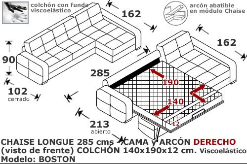 (175) ChaiseLongue Cama 285cm Dcho