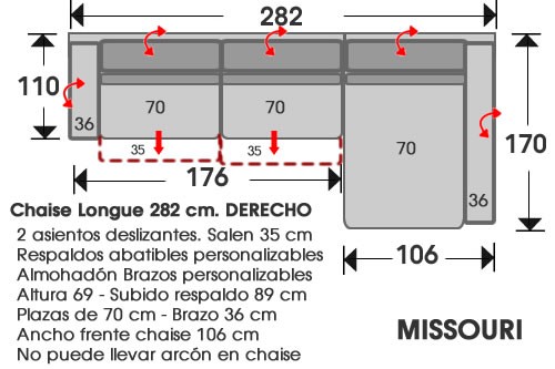 (105) ChaiseLongue 282cm. DCHO
