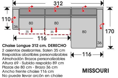 (105) ChaiseLongue 312cm. DCHO