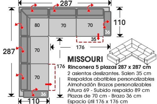 (105) Rinconera 5p 287x287cm