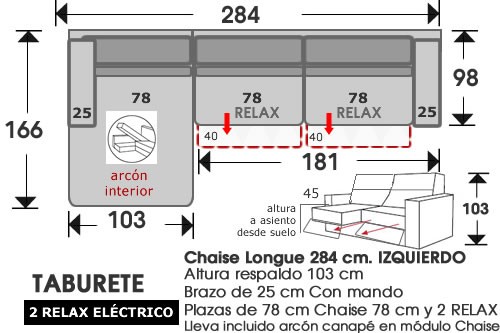 (209) ChaiseLongue 284cm IZDO 2 relax