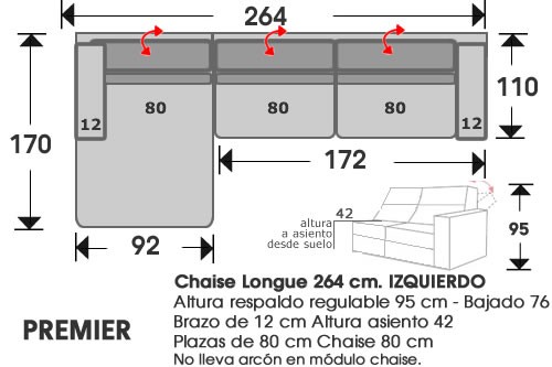 (213) ChaiseLongue 264cm IZDO