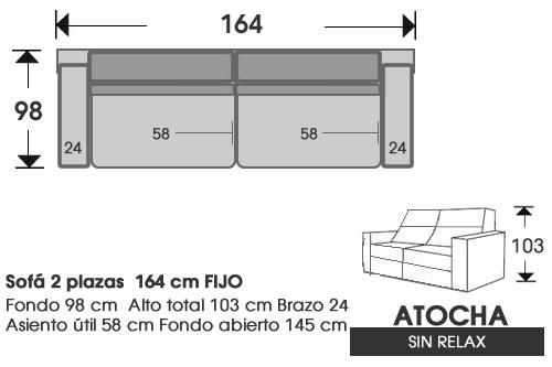 (220) Sofa 2plazas 164cm Sin Relax