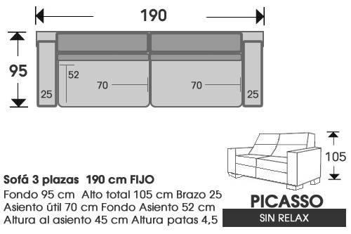 (227) Sofa 3plazas 190cm Sin Relax