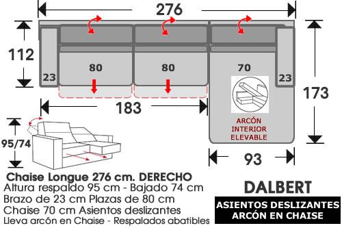 (248) ChaiseLongue 276cm. DCHO. Desliz.