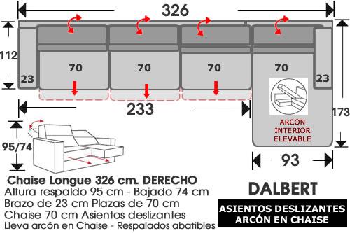 (248) ChaiseLongue 326cm. DCHO. Desliz.