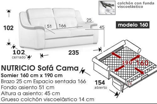 (255) Sofá 3pl 226cm Cama 160cm